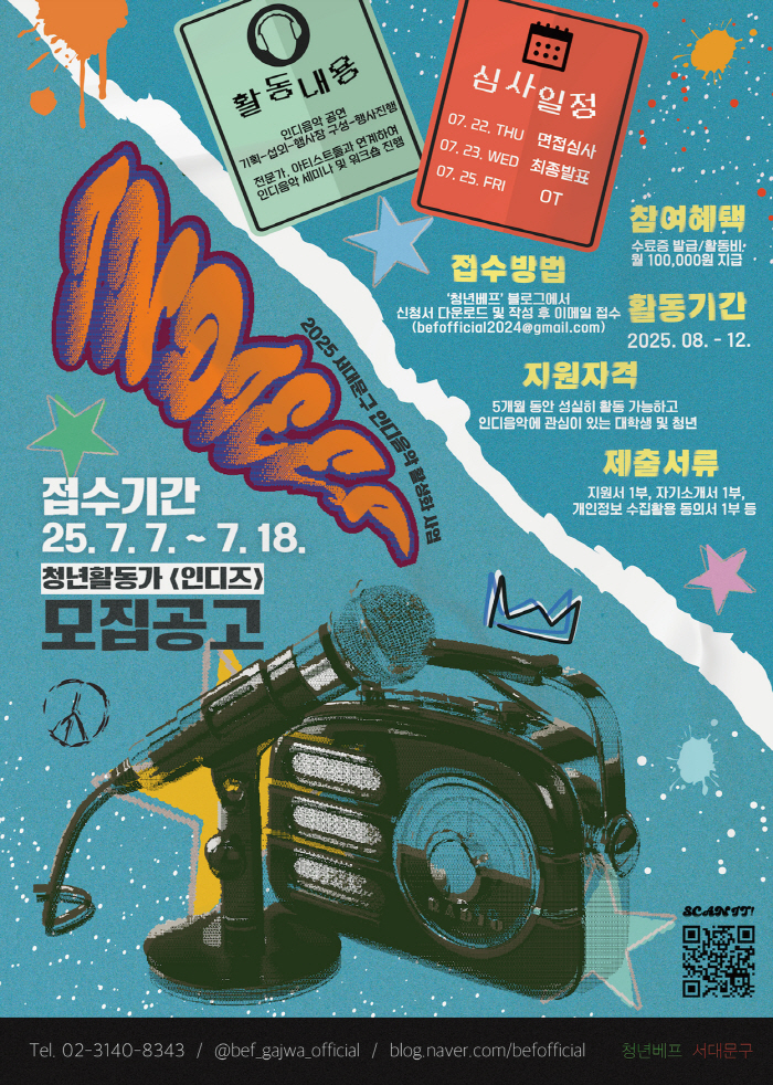 서대문구, 2025년 하반기 청년활동가 인디즈(INDIEES) 모집